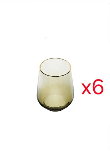 Porland Green Gold Gilded Footless Set of 6 Water Glasses 425 Cc