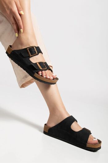 Elisay Moda YÜRÜMEK BIZIMLE GÜZEL Unisex Orthopedic Sole Slippers Double Strap Buckle Daily & Out Slippers