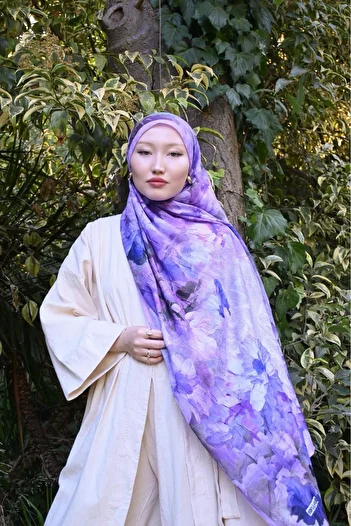 Pull Scarfs Comfy Flue Pattern Shawl - Lilac