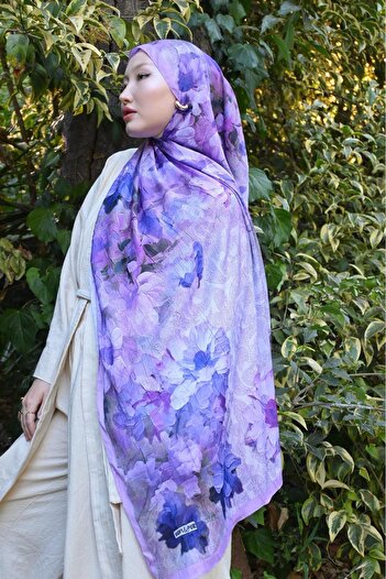 Pull Scarfs Comfy Flue Pattern Shawl - Lilac