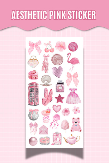 Hume Craft ملصق زخرفي على شكل قلب على شكل زهرة فراشة وردية جمالية لتخطيط أجندة Scrapbook Bullet Journal