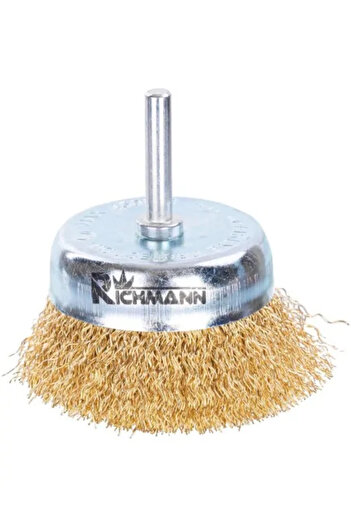 richmann Brass Wire Brush, Cup Type, Shaft, 75 mm,