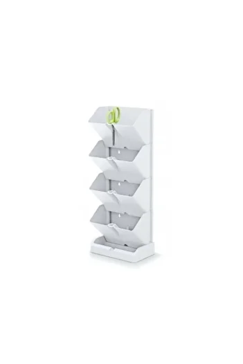 Prosperplast Ghivece decorative pentru flori, modulare, albe, 4 x 1 L, set de 4, 19,5 x 11,4 x 47,5 cm, Mini Cascade