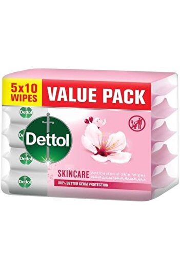 Dettol Skincare Antibacterial Skin Wipes Pack of 10 x 5
