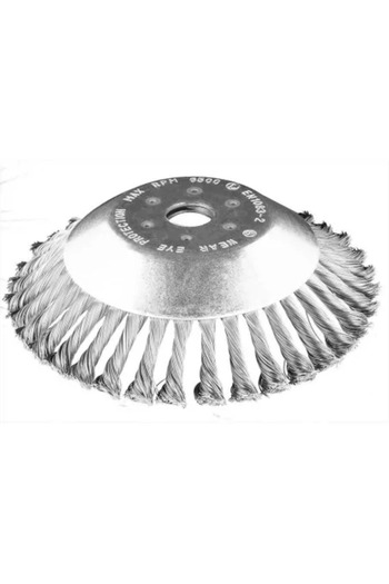 graphite Wire Brush Cup Type with Twists for Brush Cutter/Trimmer, Steel, 200 x 25.4 mm,