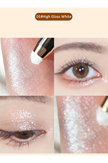 HanRun Eye Shadow Pencil, Double End Metallic Shimmer Silky Waterproof Eye Shadow Stick for Women 1Pcs