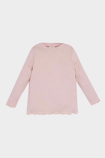 DeFacto 2 Pcs Floral Ribbed Dress Long Sleeve T-Shirt Stone Baby Girl Bottom-Top Set D7252A5/Er120