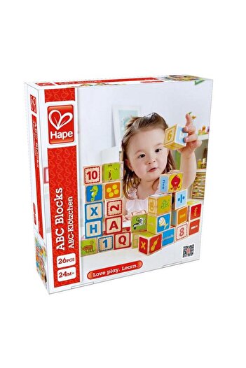 Hape Colorful Blocks with Letters and Numbers, Made of Wood