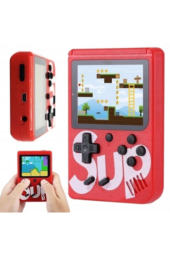 FOXMAG24 Mini portable retro console, 400 different games with rechargeable battery, Red color
