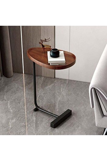 COOYA Modern C-shaped Side Table For Tea And Coffee,wooden Water Resistant Top
