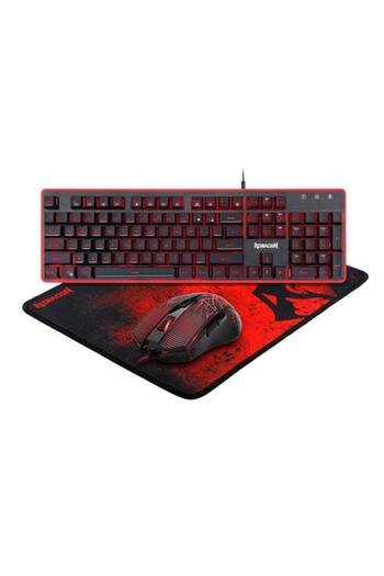 REDRAGON Kit Mouse, Keyboard and MousePad S107, USB, 3200 DPI (Black/Red)