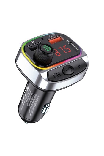 REDz Accessories Bluetooth Car Modulator KSC‑1066, FM Transmitter, Fast PD 20W + QC 18W, USB, LED Color