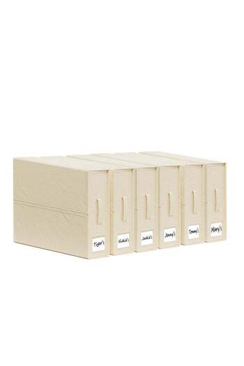 COOYA Foldable Bed Sheet Set Organizer 6 Pack,Labels & Handles,for Bedding Clothes Blankets,Beige