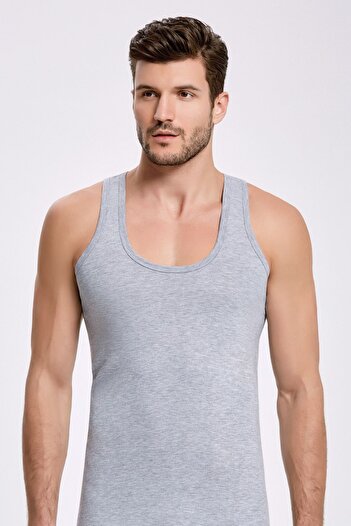 ROZELT Men's Classic Combed Cotton 2-Piece Gray Undershirt