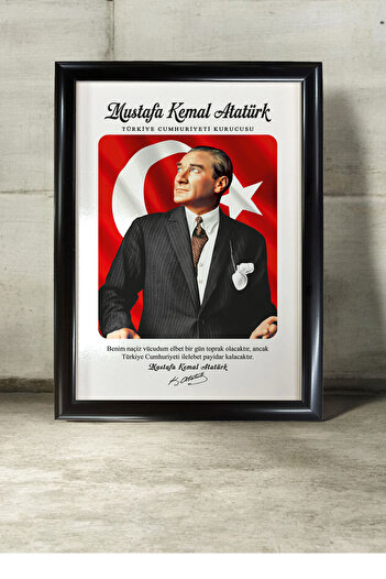 AND Mustafa Kemal Atatürk Portre – MDF Üzerine UV Baskı Çerçeveli Tablo Sanatsal Modern Duvar Dekoru