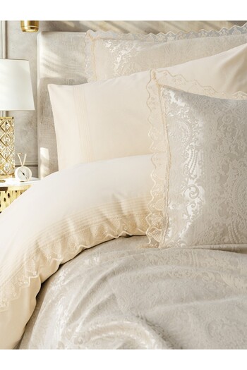 Cotton Box Chi Chi Double-Sided Pique Duvet Cover Set Velora Cappuccino