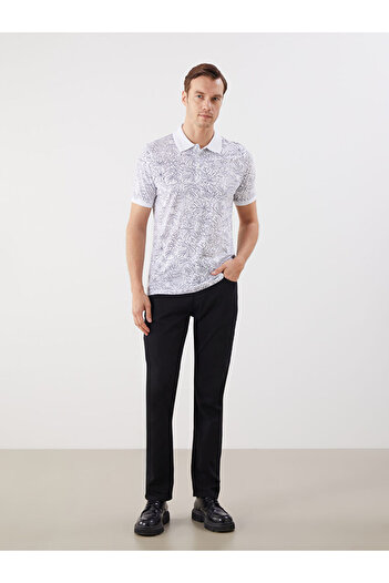 LC Waikiki New Season Polo Collar Patterned Combed Cotton Men's T-Shirt