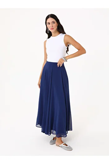 Refka Chiffon Skirt - Navy Blue -