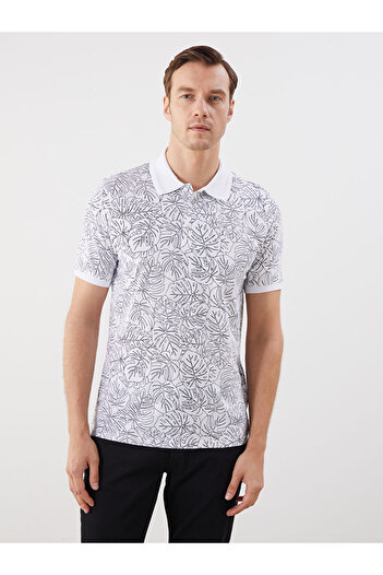 LC Waikiki New Season Polo Collar Patterned Combed Cotton Men's T-Shirt