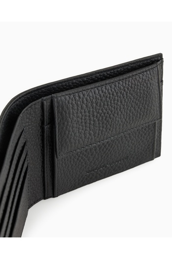 Emporio Armani Erkek Kabartmalı Kartal Motifli Bozuk Para Cepli Deri Siyah Cüzdan EM001741 AF14774-UC001