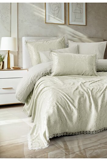 Cotton Box Chi Chi Double Pique Duvet Cover Set Velora Sage