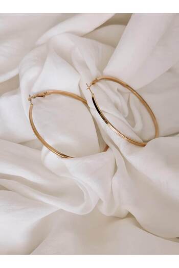 Eva Takı Store Large Ring Square Cut Gold Gold Color Earrings 7cm Diameter