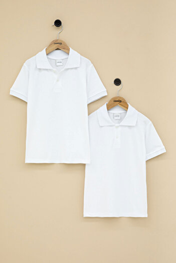 Cansın Mini Girls Polo Collar Short Sleeve 2 Pack School T-Shirt 21413