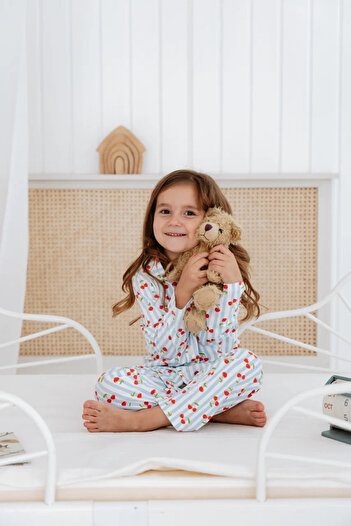 Lilabio Bamboo Fabric Front Buttoned Girls' Pajama Set