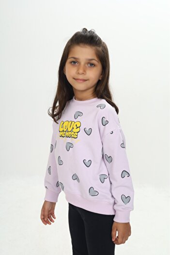Toontoy Girl's Love Heart Printed Sweatshirt