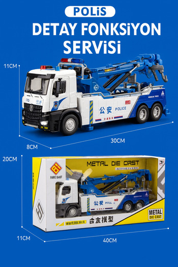 Buldug 30 cm Işıklı ve Sesli Çekici Kamyon – Alaşım Gövdeli Oyuncak Kurtarma Aracı