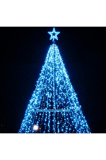 SDX Market Instalație de Crăciun 8 m x 1 m, Cortină/Ploaie, Albastru, 384 LED-uri, SDX 6001B