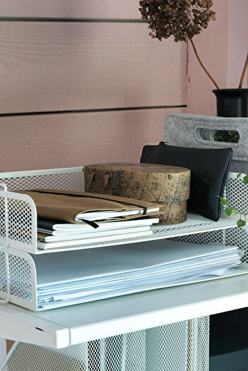 Binbirreyon Table Top Document Rack 2 Tiers Can Be Used One over the Other White A4 Vb021