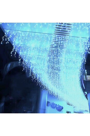 SDX Market Instalație de Crăciun 8 m x 1 m, Cortină/Ploaie, Albastru, 384 LED-uri, SDX 6001B