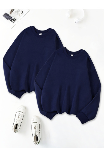 uyguntarz Unisex Unprinted Solid Color Crew Neck