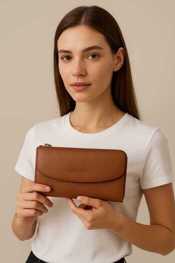 Grande Women's Genuine Leather Multi-Eye Wallet Brown