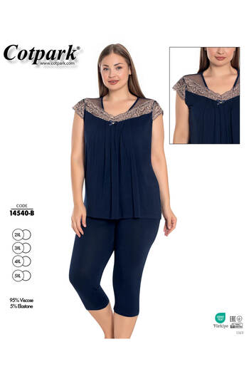 Cotpark Women's Plus Size Viscose Lycra Fabric Short Sleeve Bottom-Top Capri Suit 14540
