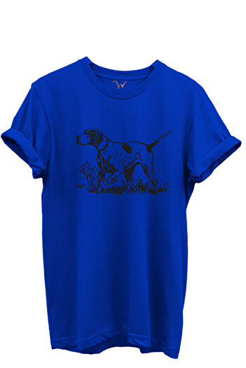WİDİ Μαύρο Linear Pointer Hunting Dog Design 100% βαμβακερό μπλουζάκι Unisex με κανονική εφαρμογή
