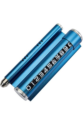 SDX Market Car holder with phone number and car air freshener, blue