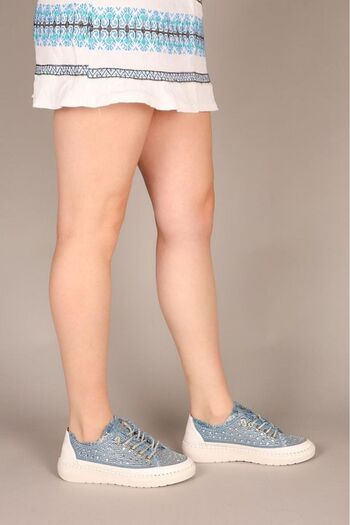 Miss dark Çok Taşlı Kot Sneakers Mavi