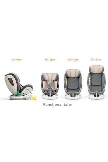 BUF BOOF Scaun Auto Platinum Deluxe I-size PInk Isofix Rotativ 360 Top Tether Sips 40-150 Cm