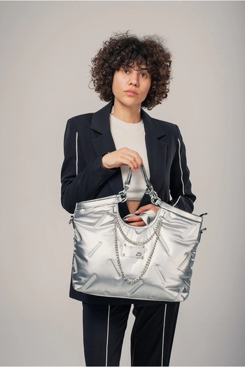 Ovebu Enya Gray Skin Shoulder Bag