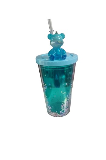 FAMEMUS ACCESSORY Unlit Model Flask Cup with Teddy Bear and Straw