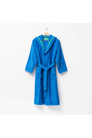 Benetton Μπουρνούζι με καπέλο Μπλε 100% βαμβάκι