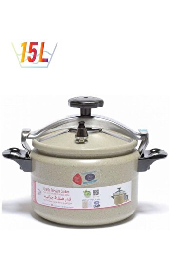 Badraig Granite Aluminum Pressure Cooker | Pressure Cooker | Arabic Cooker | Beige/Grey 15 Liters