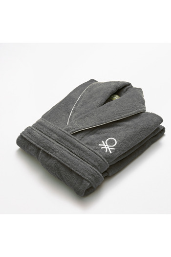 Benetton Bathrobe Dark Gray 100% Cotton