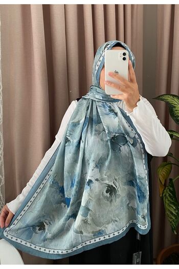 MODA MinelEşarf Sera Pattern Μπλε Κρασινό Σάλι
