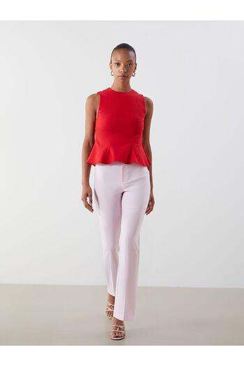 LC Waikiki Pink Slim Fit Flared Leg Women's Trousers