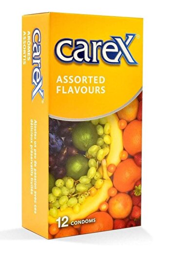 CAREX Assorted Flavours Condoms | Delicious Fruity Sensation | 12 Count