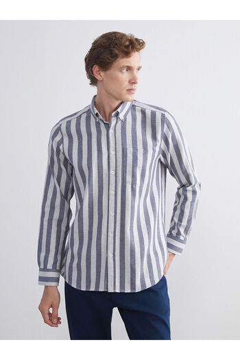LC Waikiki Sparkling Selections from Shining Store |   Regular Fit Long Sleeve Striped Men's Shirt