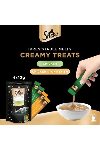SHEBA Melty Mixed Creamy Treats Chicken & White Fish 48 gTasty Smooth Treat for Happy Healthy Cats